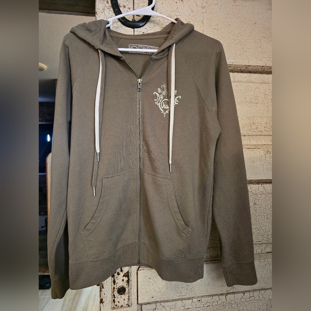 Human Unlimited Olive Green Zip-Up Hoodie size XS unisex  EUC